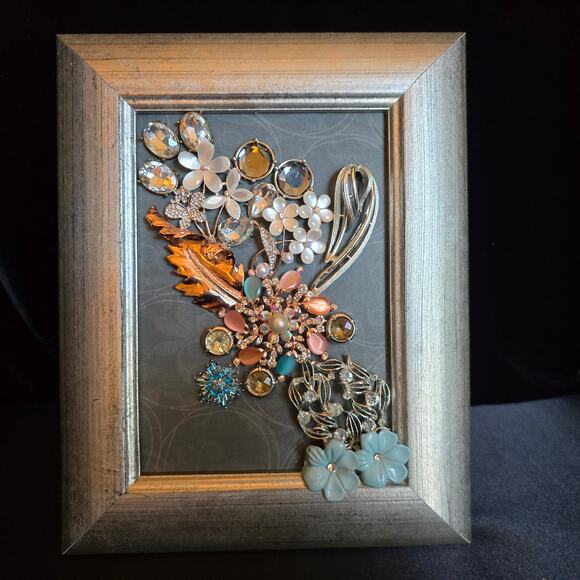 Handmade Framed Jewelry Art 8"W x 10"H